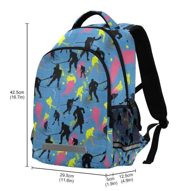 Alt view image 3 of 5 - Caikeny Hockey Kids Backpack Daypack Blue College School Shoulder Bag Travel Laptop Backpack Book Bag for Kids