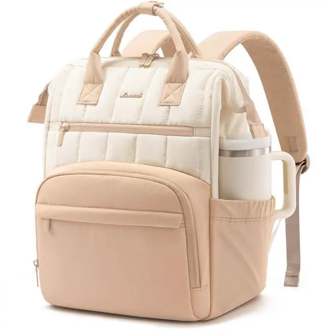 Main image of LOVEVOOK Puffer Backpack Purse for Women with 15.6 Inch Laptop Pocket, Nurse Teacher Work Bags for Gifts, Personal Item Travel Bag for College School, Cute Student Bookbag for Teen Girls Waterproof