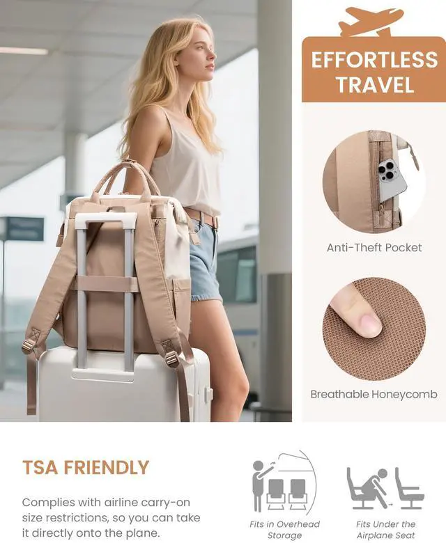 Alt view image 5 of 5 - LOVEVOOK Puffer Backpack Purse for Women with 15.6 Inch Laptop Pocket, Nurse Teacher Work Bags for Gifts, Personal Item Travel Bag for College School, Cute Student Bookbag for Teen Girls Waterproof