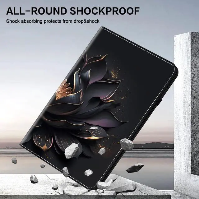 Alt view image 4 of 5 - KEFBWAO Case for Samsung Galaxy Tab S10 Lite/ S10 FE/ S9 FE 5G 10.9 Inch/Tab S9 11 Inch with Pencil Holder, Cute Unique Design Flip Wallet Leather Shockproof Tablet Cover, Purple Lotus