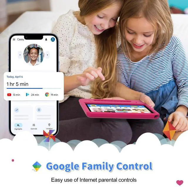 Alt view image 5 of 5 - 2025 Kids Tablet, 10.1" Kid Tablets with Case, Octa-Core, 8+64GB Storage (1TB Expand), Pre-Installed Educational Apps and Parental Control, WiFi 6, Eye Protection Mode