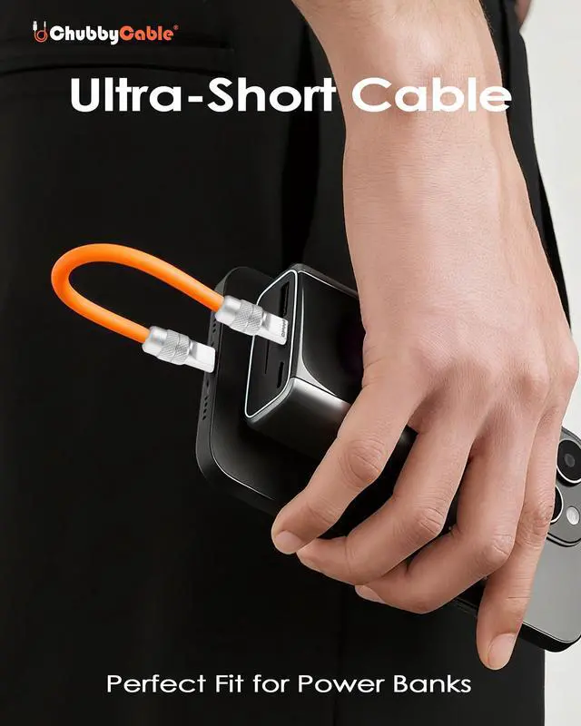 Alt view image 2 of 5 - chubbycable Cute Chubby 240W Short USB-C Cable Power Bank Fast Charging Cable Silicone Charger Cord Compatible with iPhone 17-15 Series iPad, White+White, Type-C to Type-C, 10 inch
