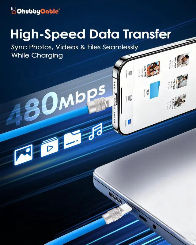 Alt view image 4 of 5 - chubbycable Cute Chubby 240W Short USB-C Cable Power Bank Fast Charging Cable Silicone Charger Cord Compatible with iPhone 17-15 Series iPad, White+White, Type-C to Type-C, 10 inch