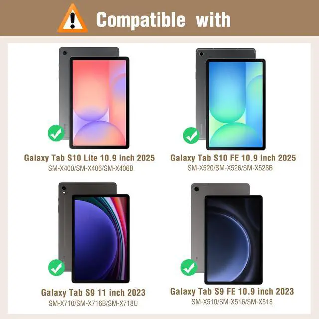 Alt view image 2 of 5 - MoKo Case for Samsug Galaxy Tab S10 Lite/ S10 FE 2025/ S9 FE 10.9 inch/ S9 11 inch 2023 with S Pen Holder, PU Leather Multi-Angle Protective Cover for Galaxy S10 Lite with Hand Strap, Brown