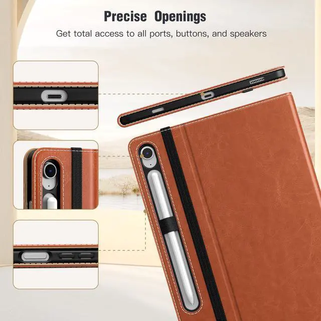 Alt view image 3 of 5 - MoKo Case for Samsug Galaxy Tab S10 Lite/ S10 FE 2025/ S9 FE 10.9 inch/ S9 11 inch 2023 with S Pen Holder, PU Leather Multi-Angle Protective Cover for Galaxy S10 Lite with Hand Strap, Brown