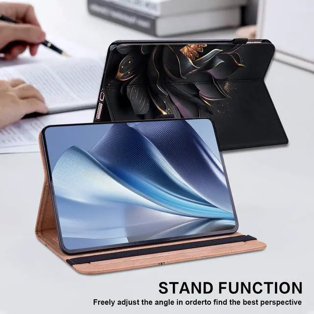 Alt view image 5 of 5 - KEFBWAO Case for Samsung Galaxy Tab S10 Lite/ S10 FE/ S9 FE 5G 10.9 Inch/Tab S9 11 Inch with Pencil Holder, Cute Unique Design Flip Wallet Leather Shockproof Tablet Cover, Purple Lotus