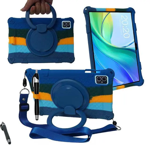 Main image of Tablet Case for 10.1 inch Teclast M50Pro / M50HD / M50 Soft Anti-Stress Silicone Case with 360° Rotate Stand/Pencil Holder/Shoulder Strap/Pen for Teclast 10.1 inch (Colorful Blue)