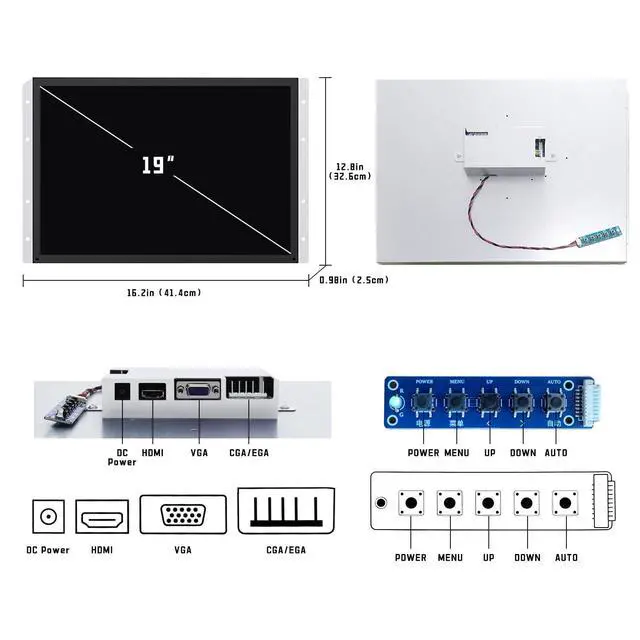 Alt view image 2 of 5 - UNICO 19 Arcade Replacement Screen, 1280 * 1024 Pixels LCD Gaming Monitor for CGA, EGA Game Arcade, Easy Install Monitor Arcade Accessories - 19inch