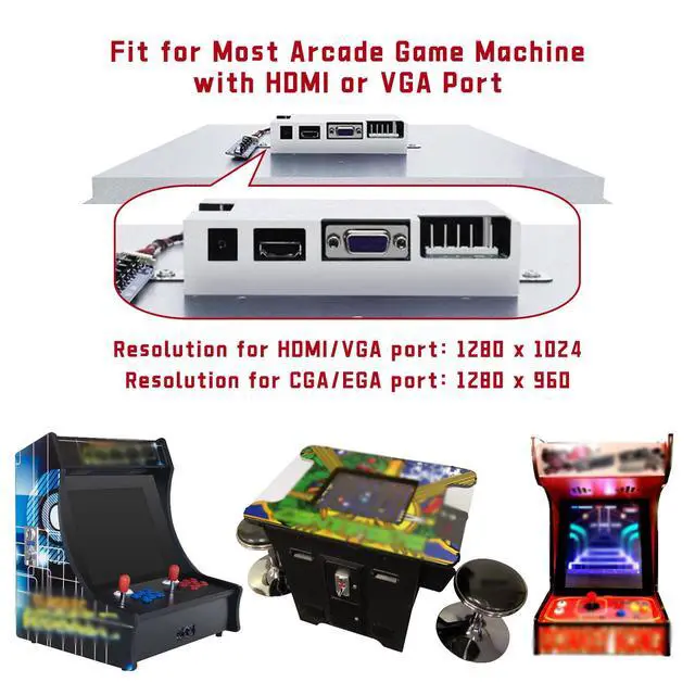 Alt view image 3 of 5 - UNICO 19 Arcade Replacement Screen, 1280 * 1024 Pixels LCD Gaming Monitor for CGA, EGA Game Arcade, Easy Install Monitor Arcade Accessories - 19inch
