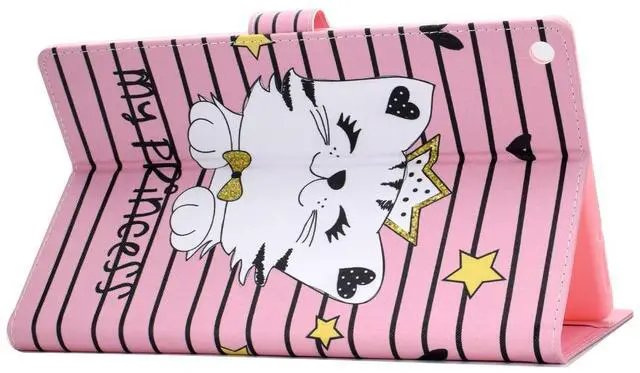 Alt view image 4 of 5 - Wallet Case for Amazon Fire HD 8 Tablet, Techcircle Slim Folding Stand [ Auto Sleep/Wake ] Magnetic Closure Smart Cover for All-New Fire HD 8 (2018/2017/2016 Release - 8th/7th/6th Gen), Princess Cat