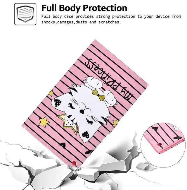 Alt view image 3 of 5 - Wallet Case for Amazon Fire HD 8 Tablet, Techcircle Slim Folding Stand [ Auto Sleep/Wake ] Magnetic Closure Smart Cover for All-New Fire HD 8 (2018/2017/2016 Release - 8th/7th/6th Gen), Princess Cat