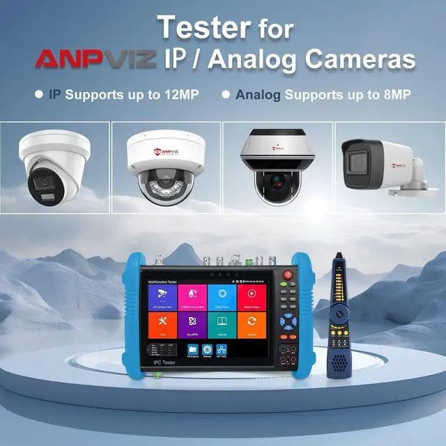 Alt view image 2 of 5 - Anpviz CCTV Camera Tester, 8MP Full Features IPS Touch Screen Monitor CCTV Tester, 5 in 1 AHD CVI TVI CVBS IP Camera Tester, Support DMM OPM VFL TDR Feature POE PTZ WiFi 4K HDMI, IPC-9800MOVTADHS Plus