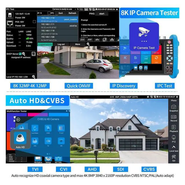 Alt view image 4 of 5 - Anpviz CCTV Camera Tester, 8MP Full Features IPS Touch Screen Monitor CCTV Tester, 5 in 1 AHD CVI TVI CVBS IP Camera Tester, Support DMM OPM VFL TDR Feature POE PTZ WiFi 4K HDMI, IPC-9800MOVTADHS Plus