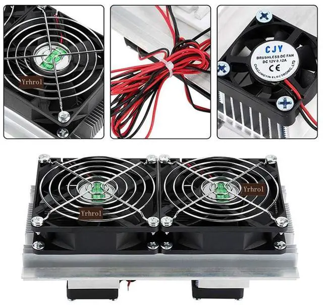 Alt view image 3 of 5 - Yrhrol DC 12V DIY Thermoelectric Peltier Refrigeration Cooling System Kit Semiconductor Cooler Heat Sink,2 Cooling Fans, 2 Large Fans and 2 Cold Junction modules