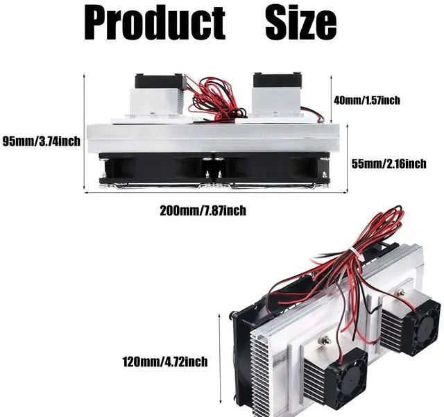 Alt view image 4 of 5 - Yrhrol DC 12V DIY Thermoelectric Peltier Refrigeration Cooling System Kit Semiconductor Cooler Heat Sink,2 Cooling Fans, 2 Large Fans and 2 Cold Junction modules