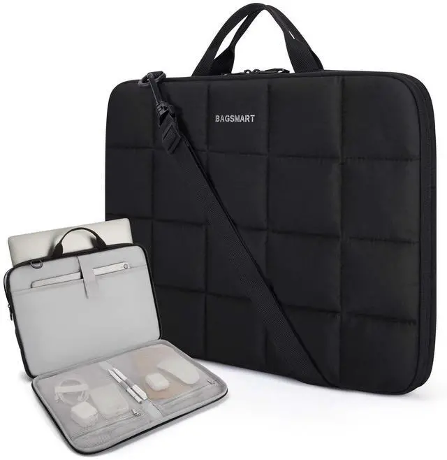 Main image of BAGSMART 15-16 inch Laptop Case Sleeve with Strap, Fluffy Padded Laptop Bag with Handle, MacBook Case Sleeve Compatible with MacBook Air/Pro 15.6 inch, Laptop Cover Fitted with Dell, HP, Lenovo