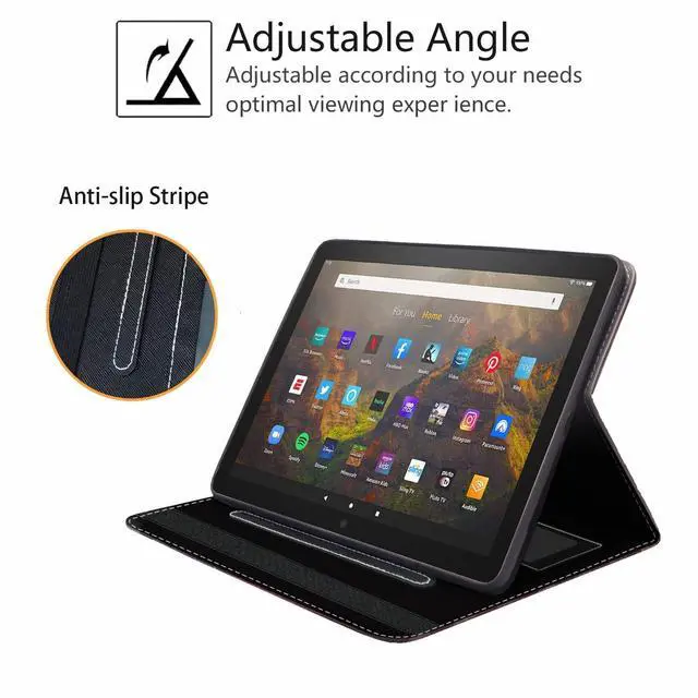 Alt view image 5 of 5 - Case for Kindle Fire HD 10 Tablet 10.1" (9th/7th Generation, 2019/2017 Release), Slim PU Leather Stand Flip Cover with Card Slot & Pencil Holder, She Believed She Could So She Did Inspirational Quote