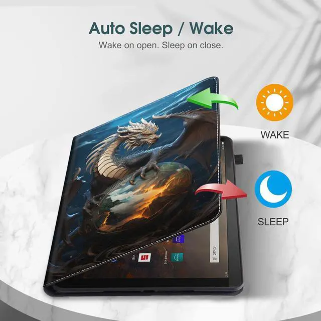 Alt view image 3 of 5 - Case for All-New Amazon Fire HD 10 and 10 Plus Tablet (13th/11th Generation, 2023/2021 Release) 10.1", Multi-Angle Smart Stand Cover Auto Sleep/Wake, Dragon