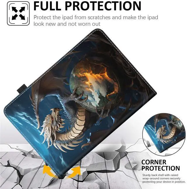 Alt view image 4 of 5 - Case for All-New Amazon Fire HD 10 and 10 Plus Tablet (13th/11th Generation, 2023/2021 Release) 10.1", Multi-Angle Smart Stand Cover Auto Sleep/Wake, Dragon