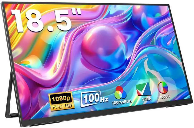 Main image of ZUCWO 18.5 Inch Portable Computer Monitors,Portable Monitor for Laptop,PC,MacBook,Phone, PS4, Speakers,1080P FHD Display with USB-C & HDMI,Travel Work Home Gaming Monitor with 180° Adjustable Stand