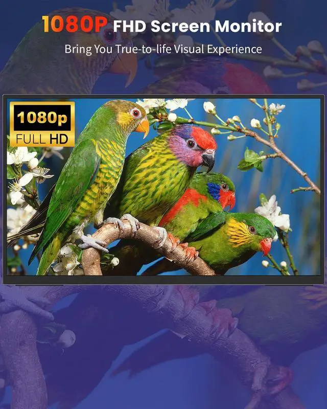 Alt view image 3 of 5 - ZUCWO 18.5 Inch Portable Computer Monitors,Portable Monitor for Laptop,PC,MacBook,Phone, PS4, Speakers,1080P FHD Display with USB-C & HDMI,Travel Work Home Gaming Monitor with 180° Adjustable Stand