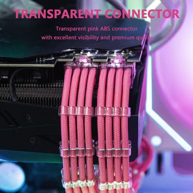 Alt view image 4 of 5 - Sirlyr PSU Cable Extension Kit - 8Pin PCIE (34cm), 24Pin ATX & EPS (30cm), 16AWG Power Supply Cables with Combs, Soft Braided Sleeve for PC Build (Pink)
