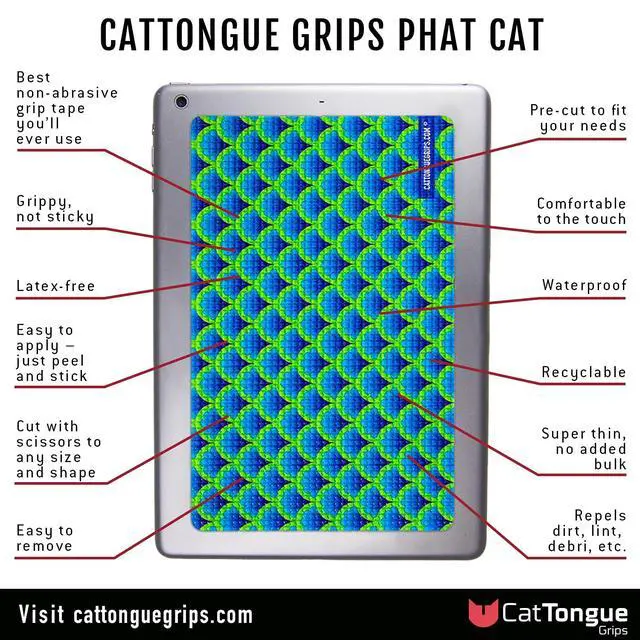 Alt view image 3 of 5 - CATTONGUE GRIPS Phat Cat Non-Abrasive Grip Tape - Heavy-Duty Anti-Slip Tape Backing for Tablets, Laptops & Large Electronics - No Bulk, Easy to Remove Anti-Slip Solution (Black, 5 x 8)