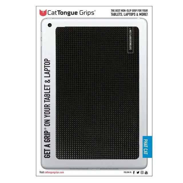 Alt view image 2 of 5 - CATTONGUE GRIPS Phat Cat Non-Abrasive Grip Tape - Heavy-Duty Anti-Slip Tape Backing for Tablets, Laptops & Large Electronics - No Bulk, Easy to Remove Anti-Slip Solution (Black, 5 x 8)