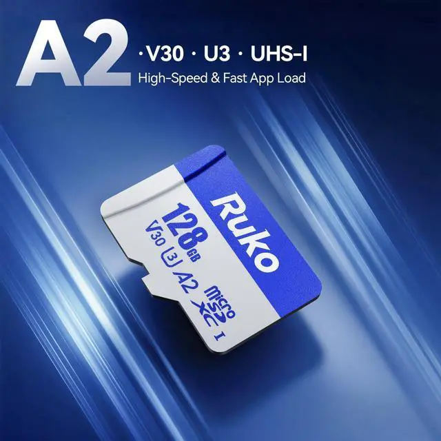 Alt view image 3 of 5 - Ruko 128G Micro SD Card with Reader & Adapter, Memory Card Speed Up to 100MB/s, UHS-I, C10, A2, U3/V30, 4K UHD, Long-Lasting TF Card for Camera, Smartphone, Drone, Gaming Console