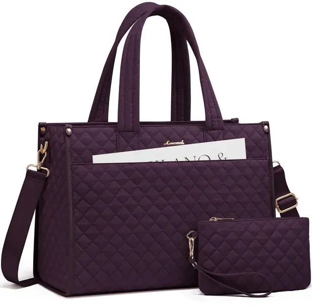 Main image of LOVEVOOK Laptop Tote Bag for Women,Canvas Work Tote Bag for Women with Clutch Purse,15.6 Inch Computer Briefcase Bag,Professional Teacher Business Office,Lightweight Shoulder Travel