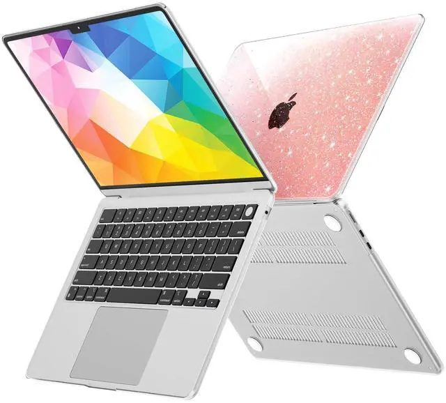 Alt view image 2 of 5 - QJUZO Compatible with MacBook Air 13 inch Case 2025 2024 2023 2022 M4 M3 M2 (Model A3240 A3113 A2681) Sturdy Glitter Laptop Hard Shell for MacBook Air 13.6" + Keyboard&Screen Cover, Gradient Orange