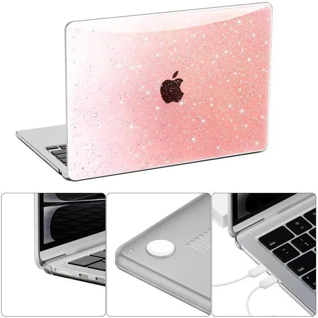 Alt view image 3 of 5 - QJUZO Compatible with MacBook Air 13 inch Case 2025 2024 2023 2022 M4 M3 M2 (Model A3240 A3113 A2681) Sturdy Glitter Laptop Hard Shell for MacBook Air 13.6" + Keyboard&Screen Cover, Gradient Orange