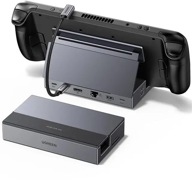 Main image of UGREEN Steam Deck Dock 9-in-1 USB C Docking Station with Foldable Stand, 4K@120Hz DP, Gigabit Ethernet, PD 100W, 10Gbps USB A&C 3.2, TF/SD Compatible with Steam Deck, Rog Ally, Rog X, Legion Go etc.