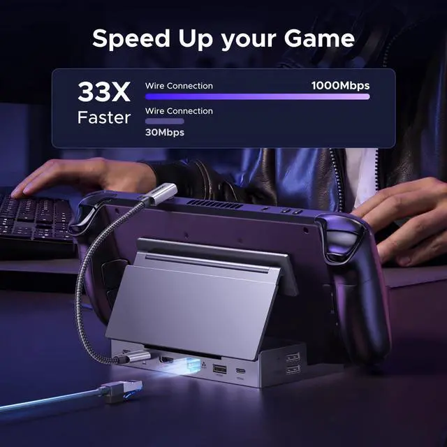 Alt view image 5 of 5 - UGREEN Steam Deck Dock 9-in-1 USB C Docking Station with Foldable Stand, 4K@120Hz DP, Gigabit Ethernet, PD 100W, 10Gbps USB A&C 3.2, TF/SD Compatible with Steam Deck, Rog Ally, Rog X, Legion Go etc.