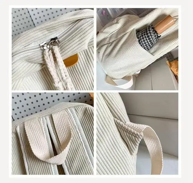 Alt view image 4 of 5 - MININAI Novelty Duck Backpack Funny Animal Cartoon Corduroy Backpack Kawaii Aesthetic Laptop Backpack Preppy Stuff (Yellow)