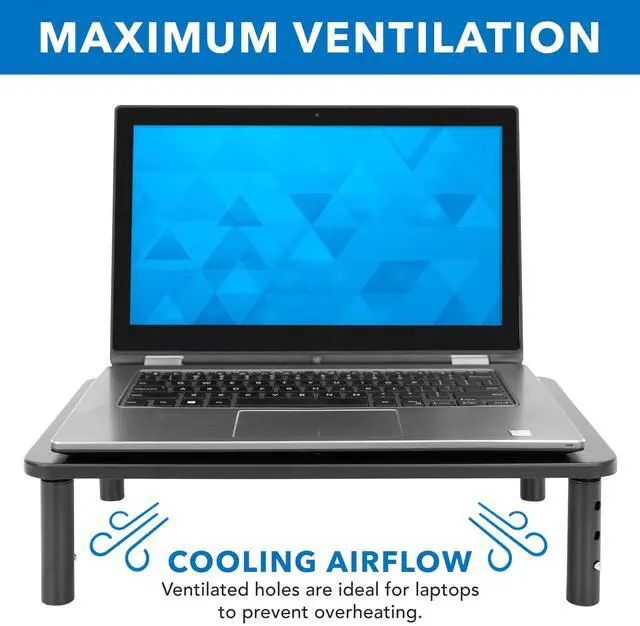 Alt view image 2 of 5 - Mount-It! Height Adjustable Single Monitor Riser | Metal Mesh Computer Screen Platform | Desktop Riser for Laptop, Monitor, and Printer | 44lbs Capacity (Black)