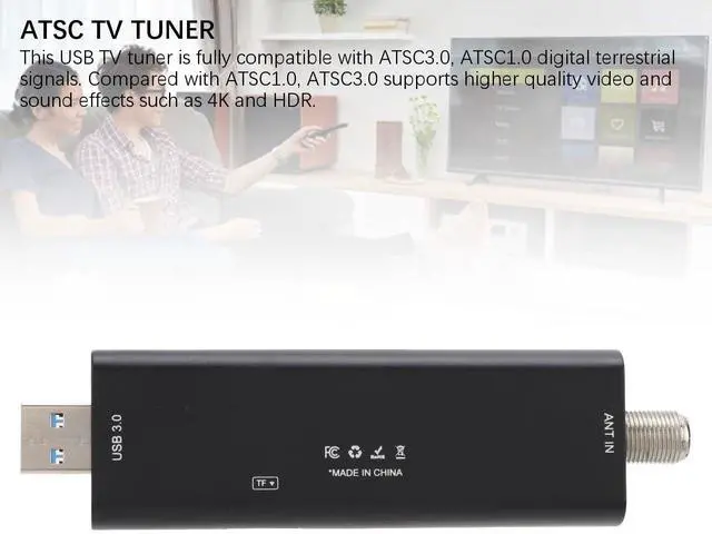 Alt view image 3 of 5 - HDTV Mate ATSC 3.0/1.0 USB 3.0 TV Tuner, Digital Terrestrial Tuner Support 4K OTA Channel Broadcast, TF DVR Recording