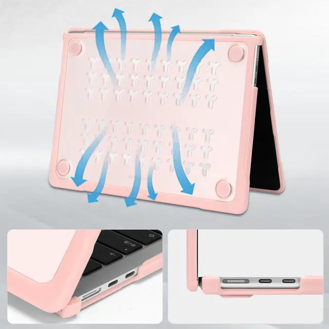 Alt view image 5 of 5 - MOSISO Compatible with MacBook Air 13 inch Case 2025 2024 2023 2022 M4 A3240 M3 A3113 M2 A2681, Soft TPU Bumper Anti-Fingerprint Hard Case&Keyboard Cover for MacBook Air 13.6 inch Case, Pink