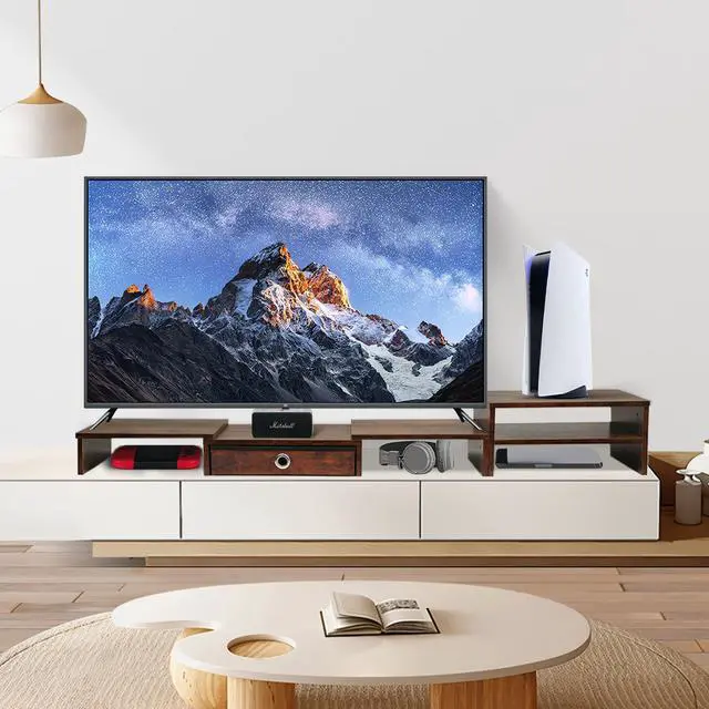 Alt view image 3 of 5 - Caredear Monitor Riser for 3 Monitors, Dual Monitor Stand for Desk, Triple Monitor Stand with Drawer, Dual Monitor Stand with Storage, Extra Long Triple Monitor Riser up to 52", Angle Adjustable