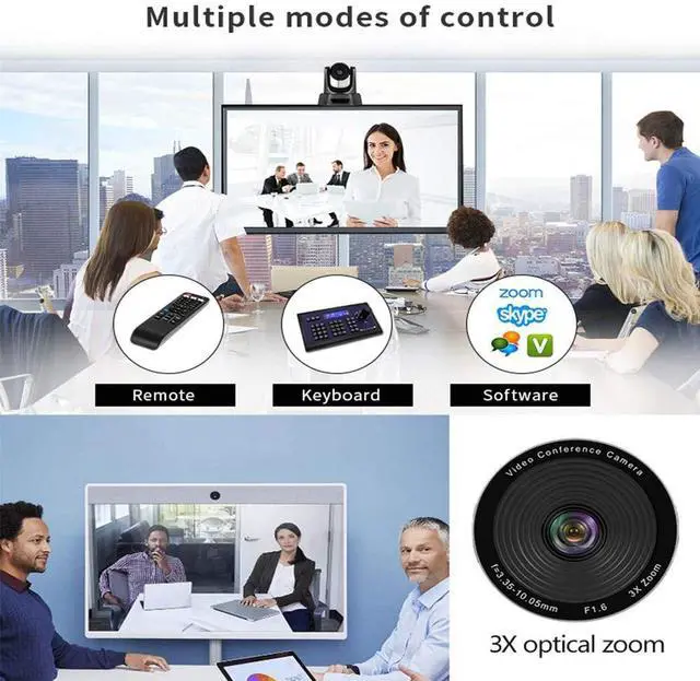 Alt view image 3 of 5 - JACKLY PTZ Conference Room Camera,10x Optical Zoom Streaming Camera, 1080P Full HD Wireless Webcam for Video Conferencing/Live Streaming/Church Services Worship/Online Education HDMI