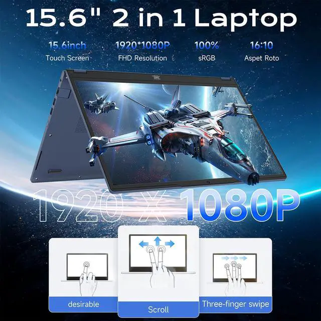 Alt view image 2 of 5 - THEYETI 2 in 1 Laptop Convertible 15.6 Inch (16GB RAM, 1TB SSD), i3-1215U 6-Core Processor(Up to 4.4Ghz), FHD IPS Touch Screen Laptop Computer 360° for Students and Business, USB 3.0, Type C