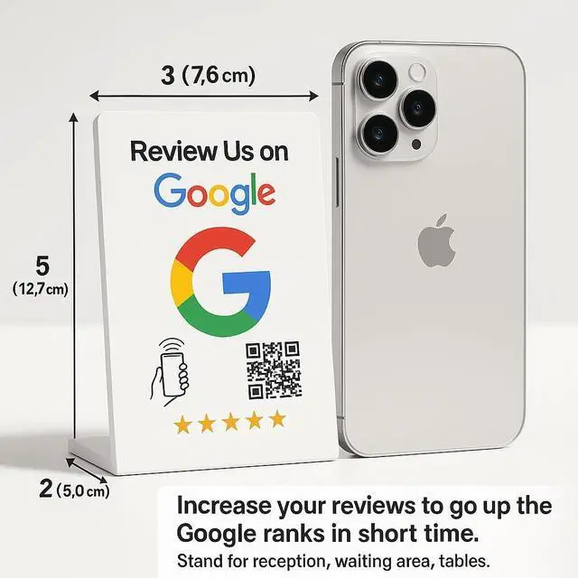 Alt view image 4 of 5 - TAPro Tap Google Review Stand  NFC & QR Code Feedback Tool for Businesses, Instant Customer Reviews, Contactless Smart Review Card for Google, Yelp, Facebook (White)