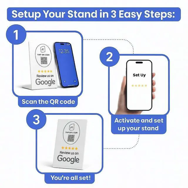 Alt view image 3 of 5 - TAPro Tap Google Review Stand  NFC & QR Code Feedback Tool for Businesses, Instant Customer Reviews, Contactless Smart Review Card for Google, Yelp, Facebook (White)