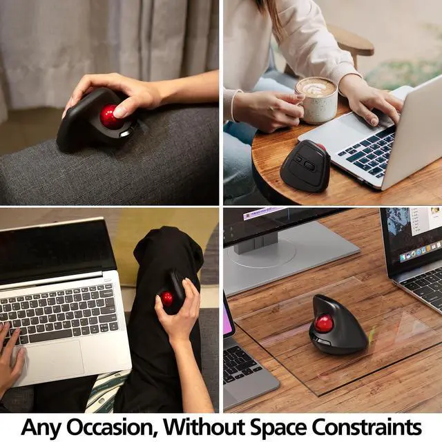 Alt view image 5 of 5 - MicroPack Ergonomic Wireless Mouse with Trackball and 5 Adjustable DPI, Easy Thumb Control, Precise & Smooth Tracking. Update Bluetooth Medium-Sized Right Hand Mouse for Laptop, PC, Mac, Windows