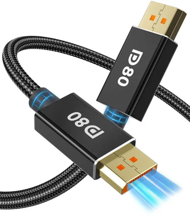 Main image of 80Gbps DisplayPort Cable 2.1 3M/10FT, DP80 [16K@60Hz, 8K@240Hz, 4K@540Hz] DP Cord UHBR20, HDR, HDCP2.3, DSC 1.2a, FreeSync G-Sync for Gaming Monitor 5090 7900XTX Graphics Card