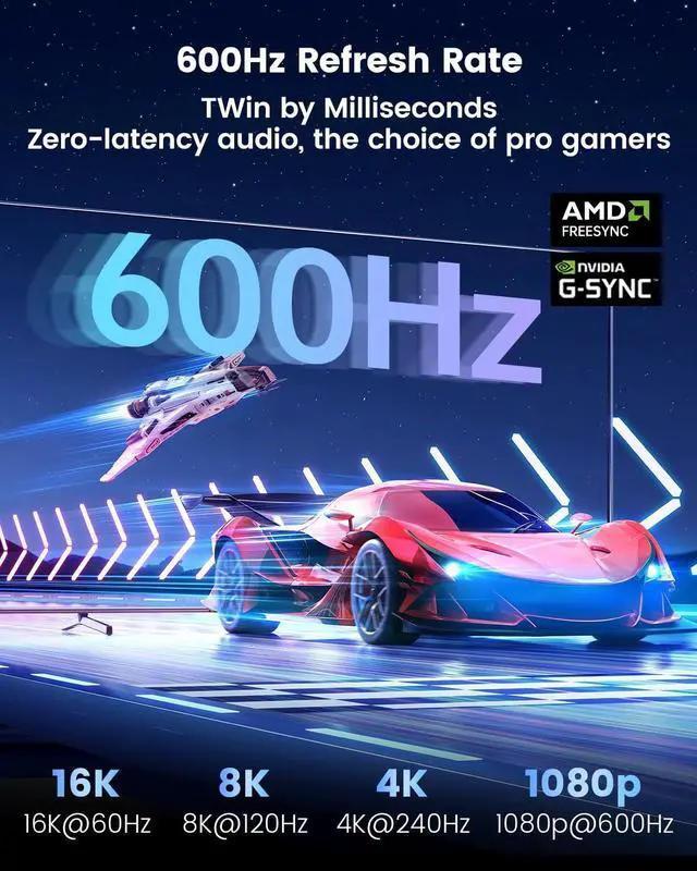 Alt view image 5 of 5 - 80Gbps DisplayPort Cable 2.1 3M/10FT, DP80 [16K@60Hz, 8K@240Hz, 4K@540Hz] DP Cord UHBR20, HDR, HDCP2.3, DSC 1.2a, FreeSync G-Sync for Gaming Monitor 5090 7900XTX Graphics Card