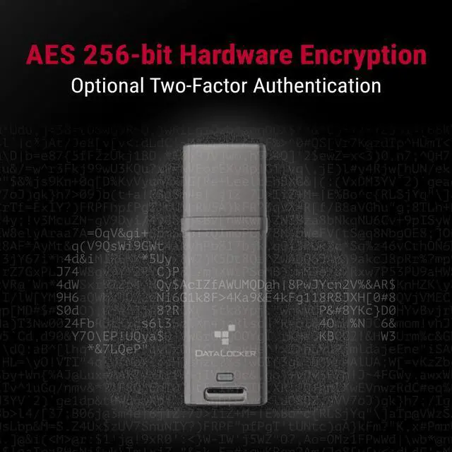 Alt view image 2 of 5 - DataLocker DL GO Encrypted USB Flash Drive | USB 3.2 Gen 1 | AES 256-bit XTS | FIPS 197 | IP68 Rugged | TAA Compliant with USB-C Adapter - 16GB