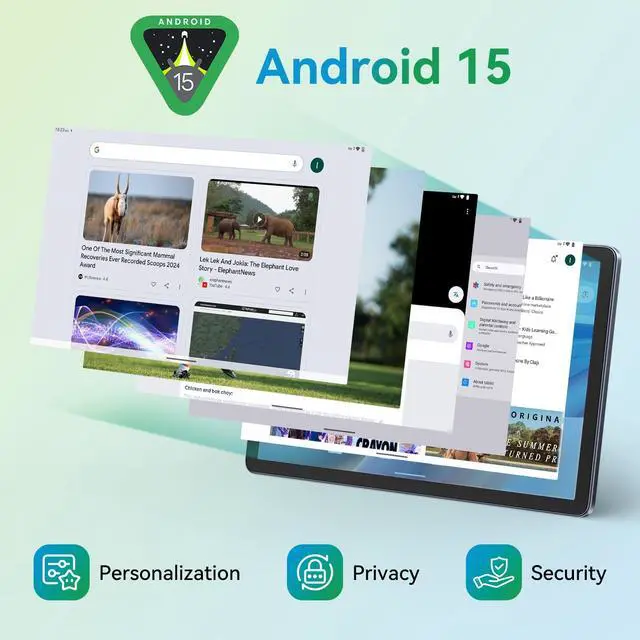 Alt view image 2 of 5 - Android 15 Tablet with 11 Inch FHD Display, 24GB RAM 256GB ROM /2TB TF, T615 Octa-Core AI Tablets, 8000mAh/18W Fast Charge, 5G WiFi & 13MP Camera, TÜV Certified Netflix HD for Streaming/Gaming