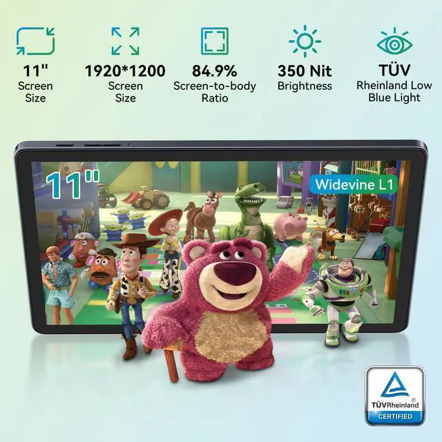 Alt view image 5 of 5 - Android 15 Tablet with 11 Inch FHD Display, 24GB RAM 256GB ROM /2TB TF, T615 Octa-Core AI Tablets, 8000mAh/18W Fast Charge, 5G WiFi & 13MP Camera, TÜV Certified Netflix HD for Streaming/Gaming