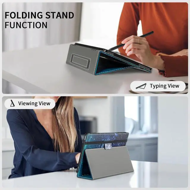 Alt view image 3 of 5 - VORI Case for All-New Amazon Kindle Fire HD 10 Tablet and Fire HD 10 Plus (13th/11th Generation 2023/2021 Release) 10.1" - Slim Folding Stand Folio Cover with Auto Wake/Sleep & Hand Strap, Galaxy